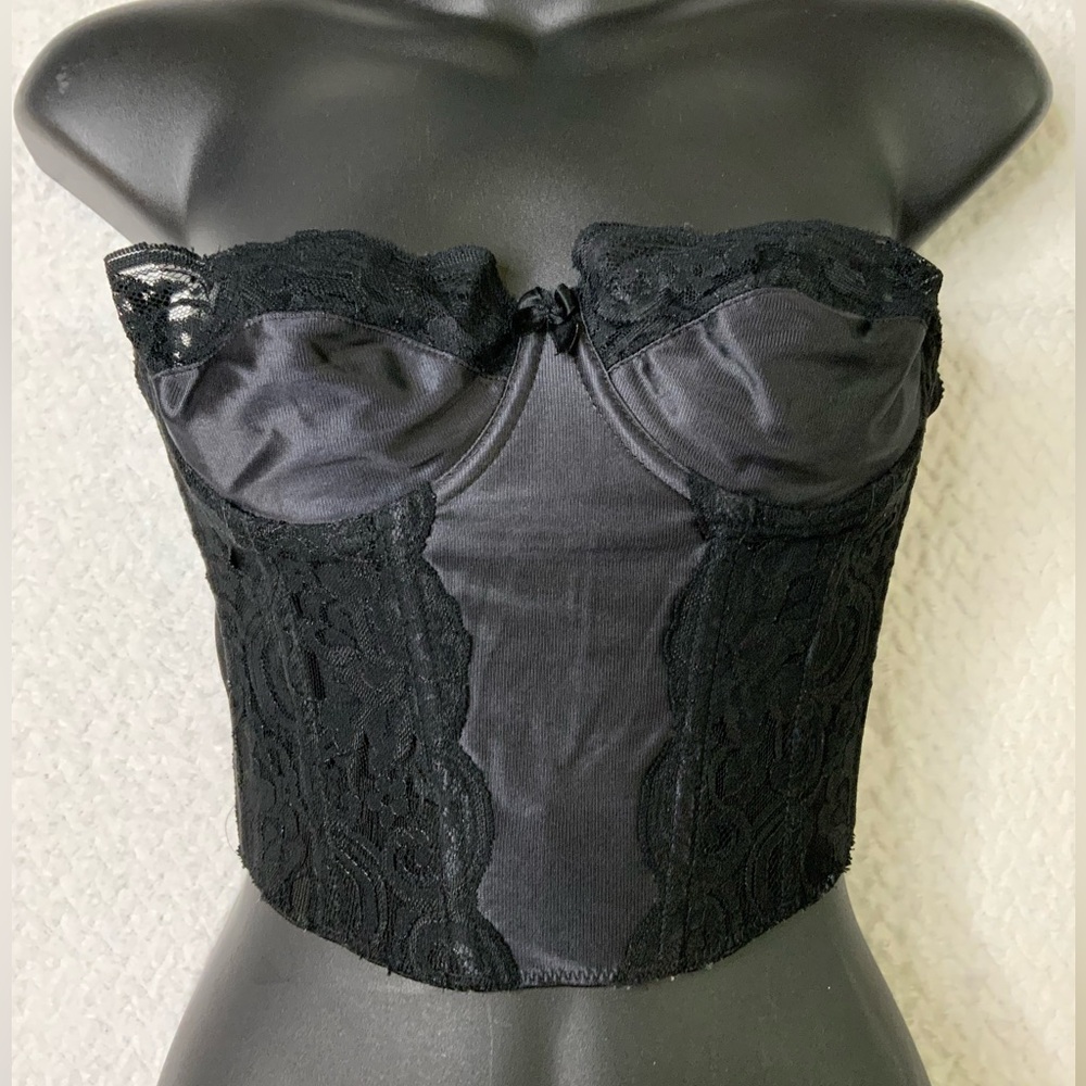 Victoria Secret vintage strapless satin black corset